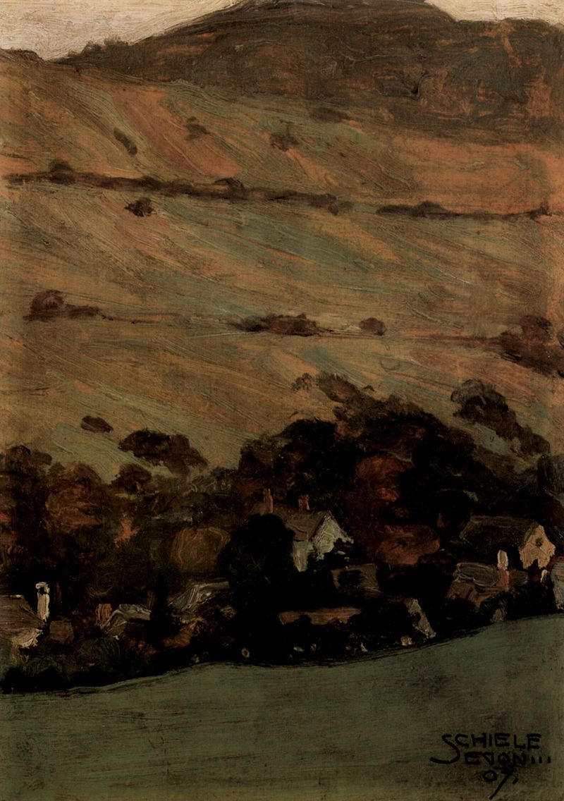 Egon Schiele, Město Hauser von Berghang, (1907)