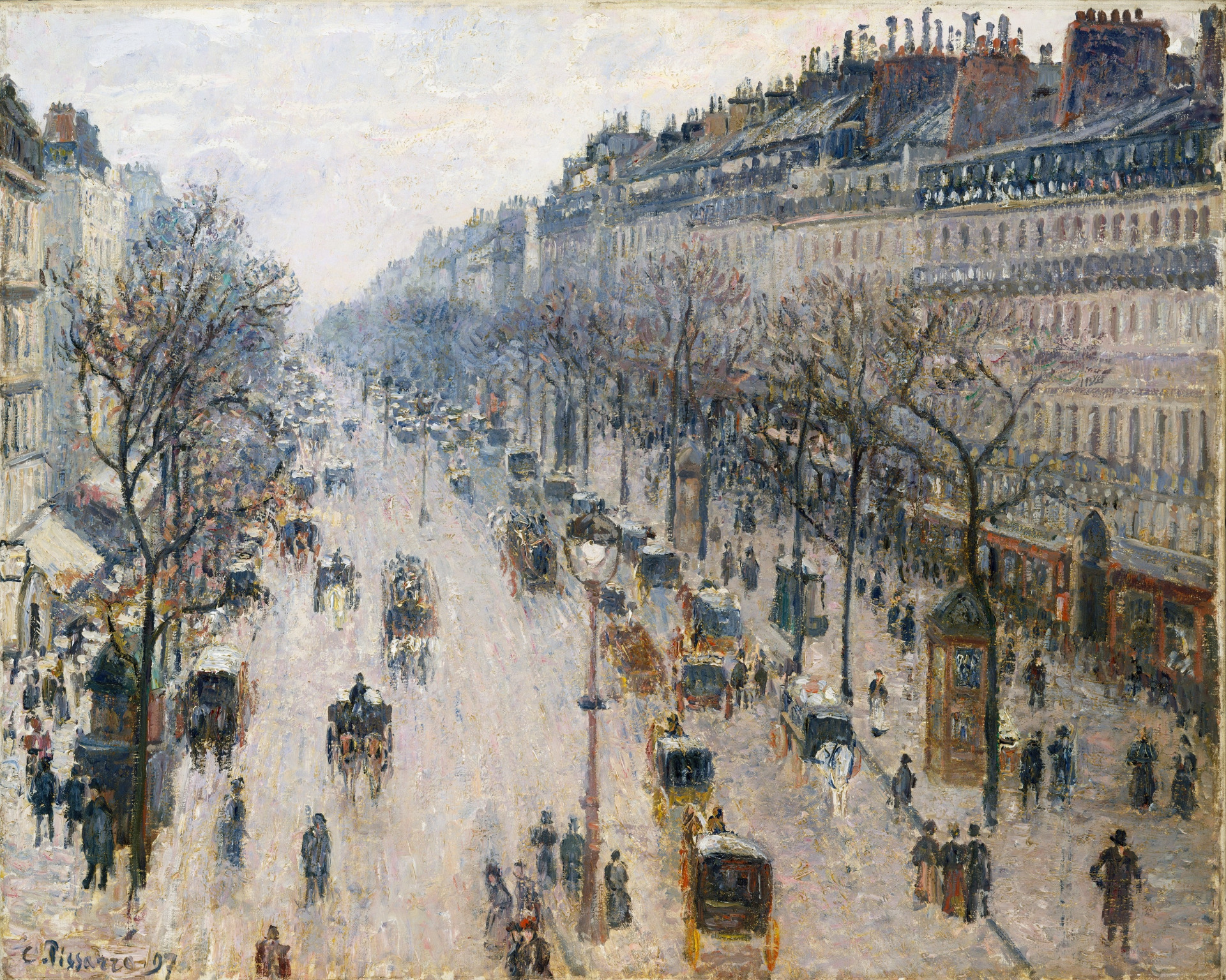 Camille Pissaro, Zimní ráno na boulevard Montmartre (1897)