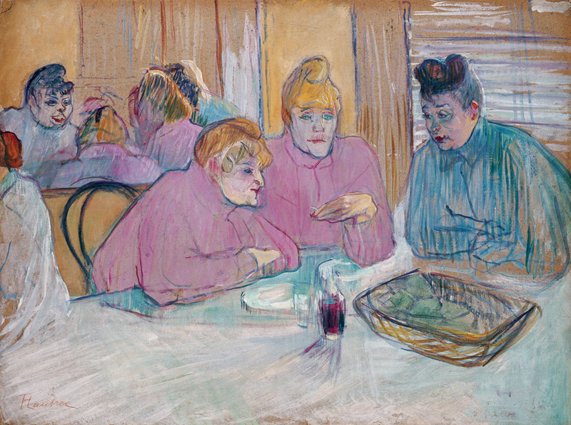 Henri de Toulouse-Lautrec, V jídelně nevěstince, obraz roku 1893