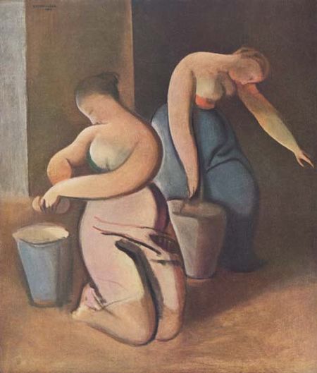 Rudolf Kremlička, Myčky, 1919, olej na plátně, 96 x 83 cm. Je k vidění v Moravské galerii v Brně.